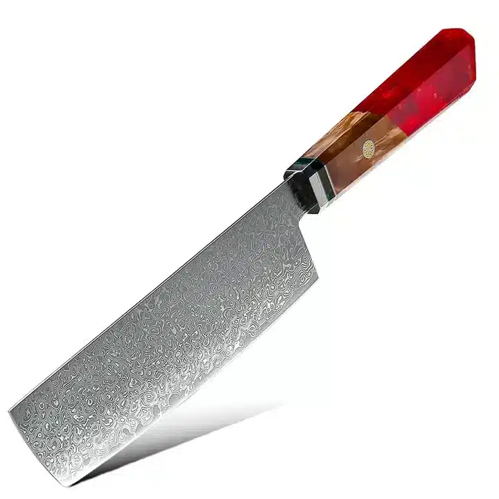 Japonský nůž Nakiri z damaškové oceli SaKuRo Red 17,8 cm