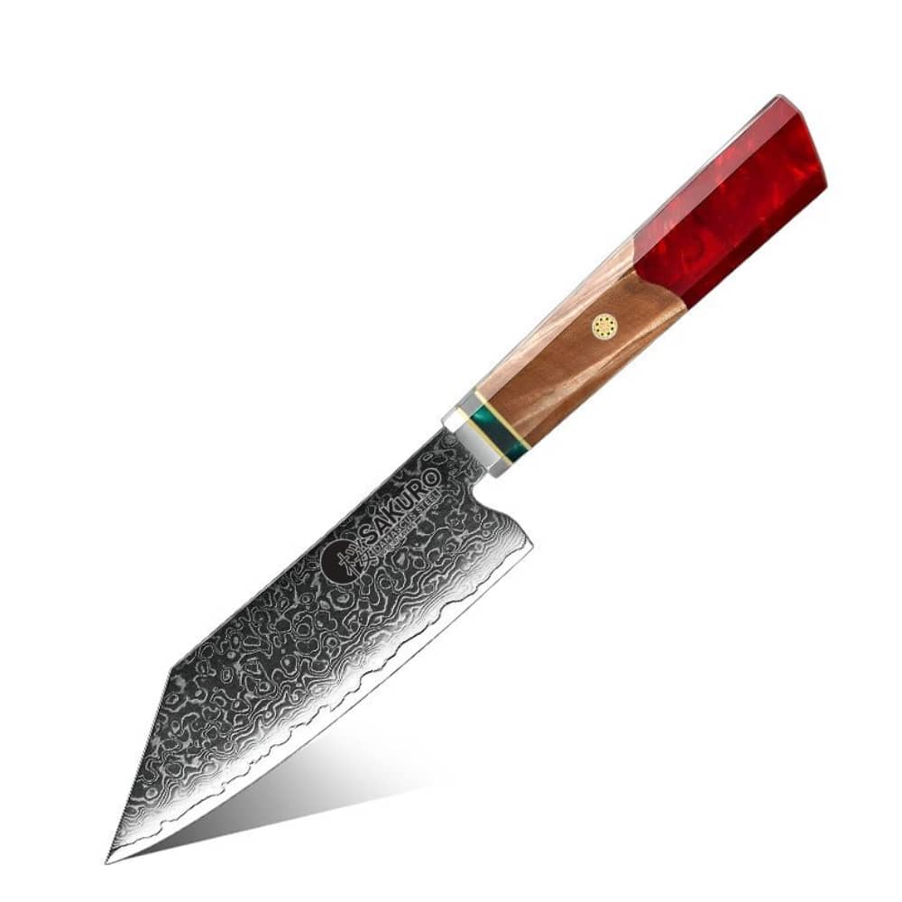Japonský nůž Kiritsuke z damaškové oceli SaKuRo Red 12,7 cm