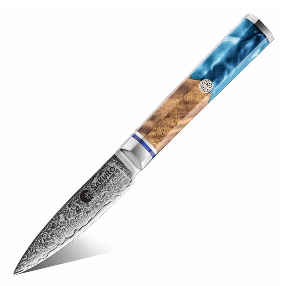 Loupací nůž z damaškové oceli SaKuRo Blue 8,9 cm