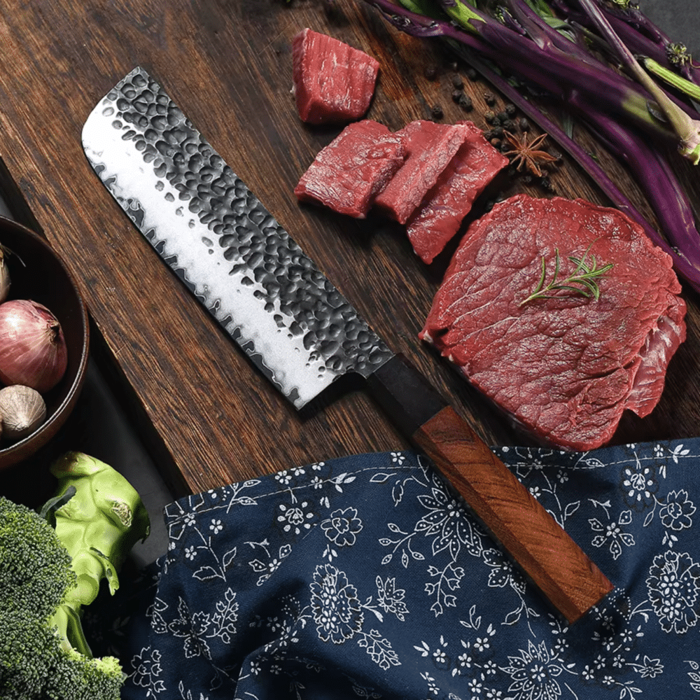 Kuchyňský nůž Nakiri z japonské oceli nůž SaKuRo Eben 17,8 cm