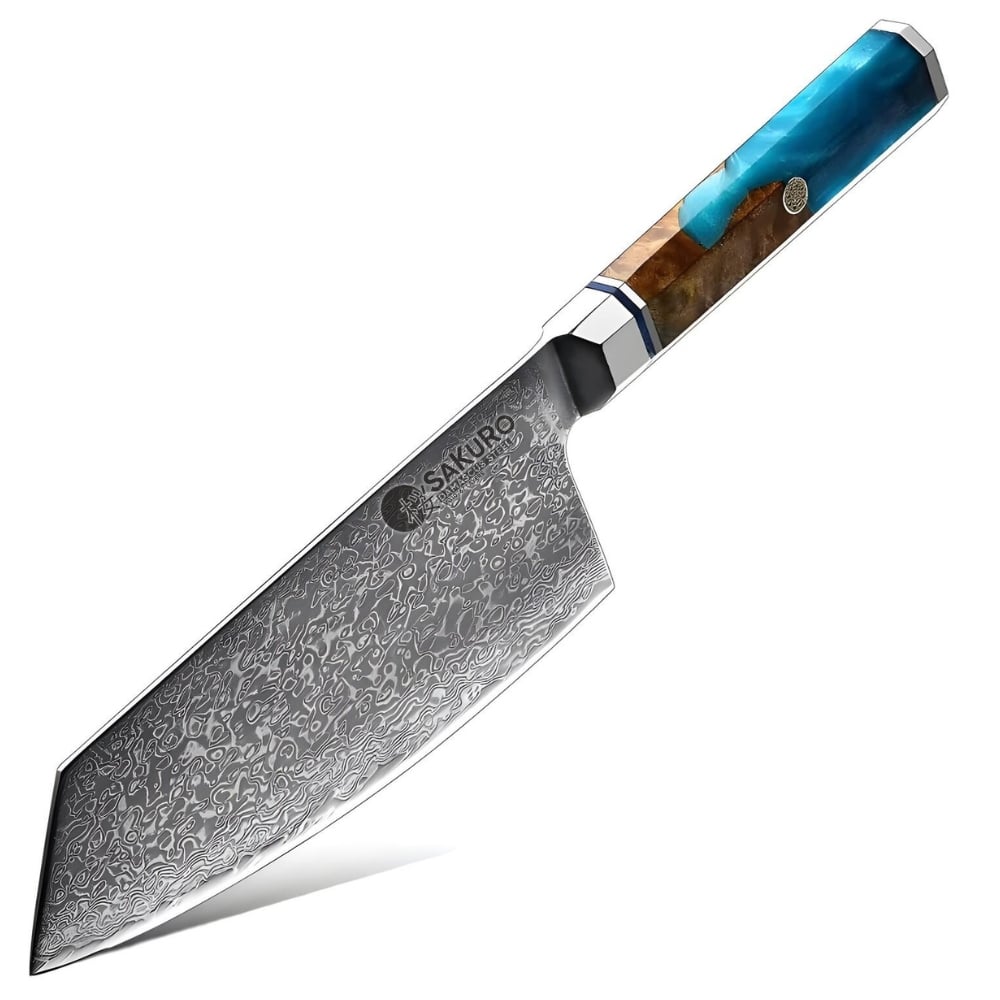 Sekáček z damaškové oceli SaKuRo Blue 19 cm