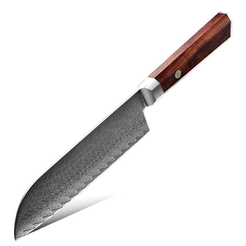 Santoku nůž z damaškové oceli SaKuRo Palisandr 17,8 cm