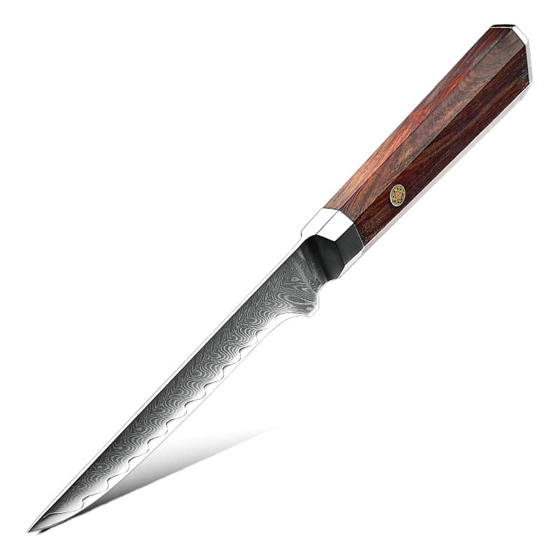 Vykošťovací nůž z damaškové oceli SaKuRo Palisandr 15,2 cm