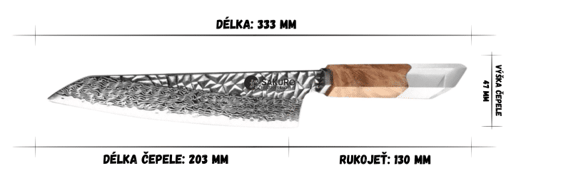Šéfkuchařský nůž z damaškové oceli SaKuRo Crystal