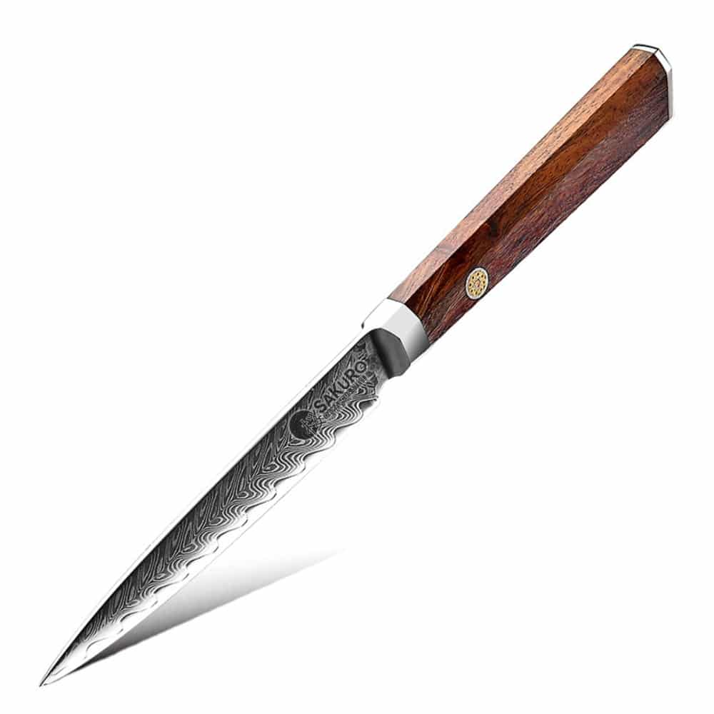 Víceučelový nůž z damaškové oceli SaKuRo Palisandr 12,7 cm