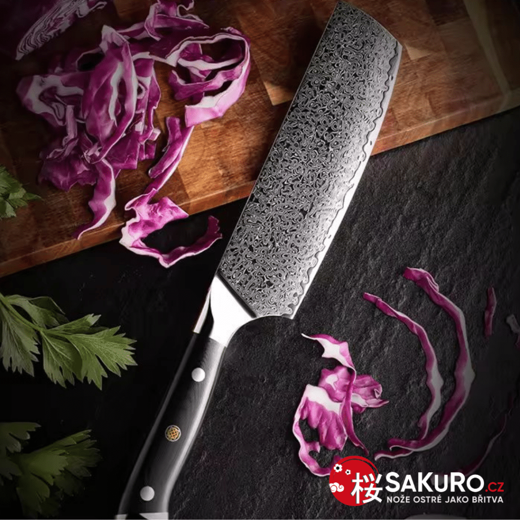 Nakiri nůž z damaškové oceli SaKuRo G10 17 cm