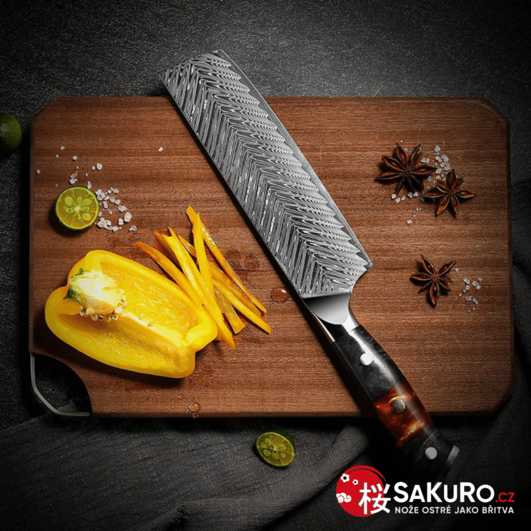 Nakiri nůž z damaškové oceli SaKuRo Sakai 17,8 cm