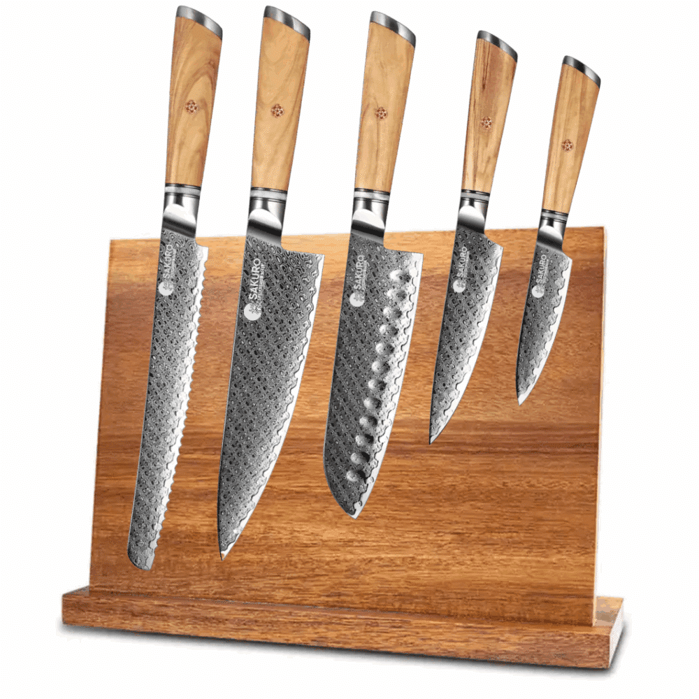 Kuchyňský set 5 nožů s magnetickým stojanem Olive