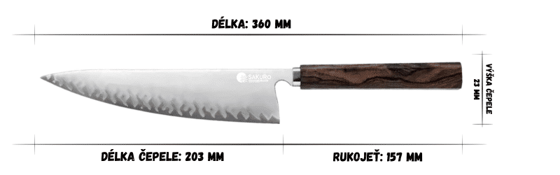 Šéfkuchařský nůž z japonské oceli SaKuRo Ciricote 20,3 cm