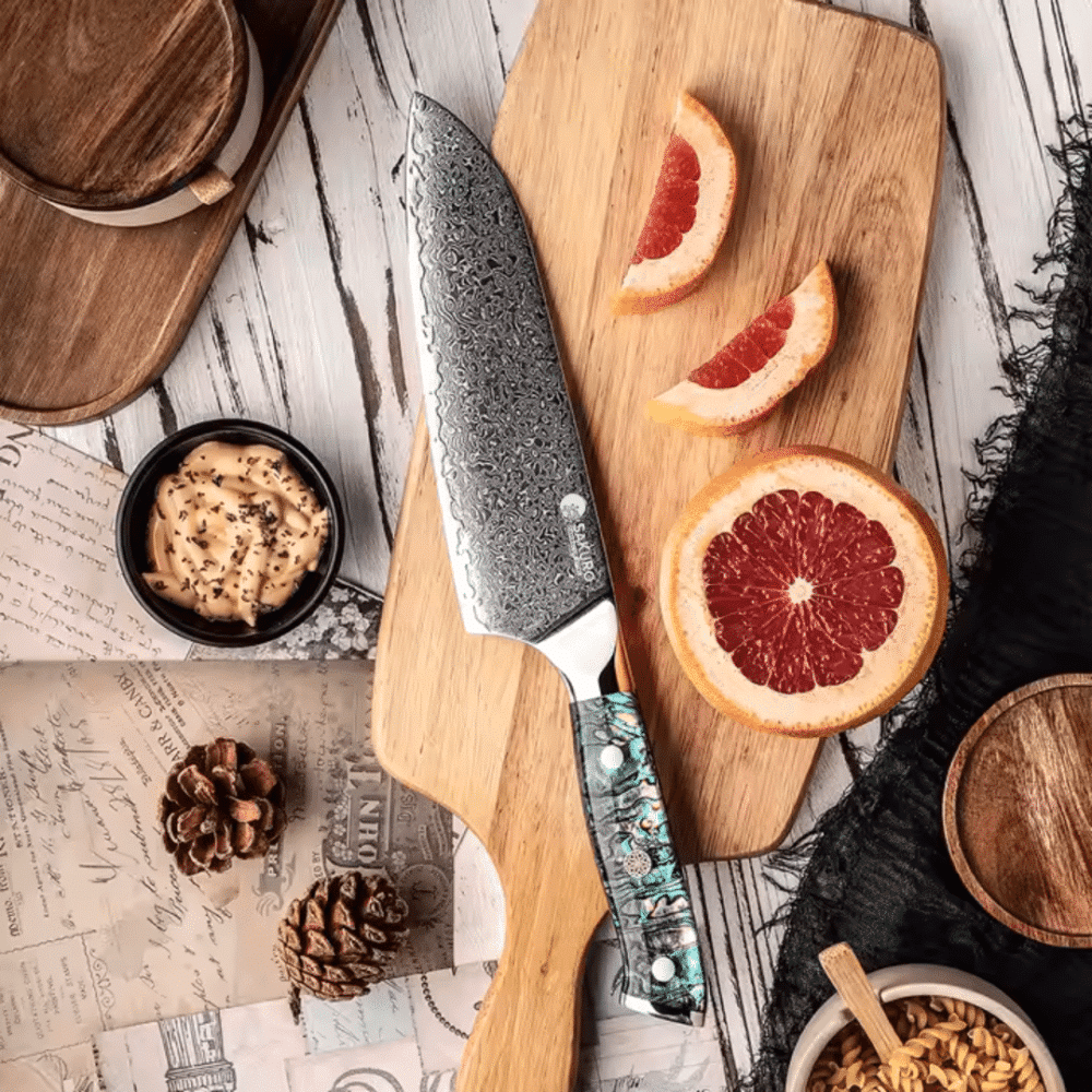 Santoku nůž z damaškové oceli SaKuRo Ocean Shell 18 cm
