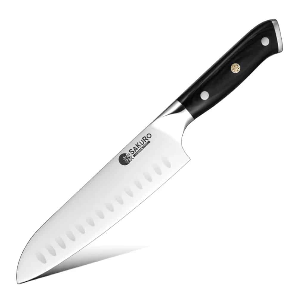 Kuchyňský nůž Santoku Hanzo Black DE SaKuRo 18 cm