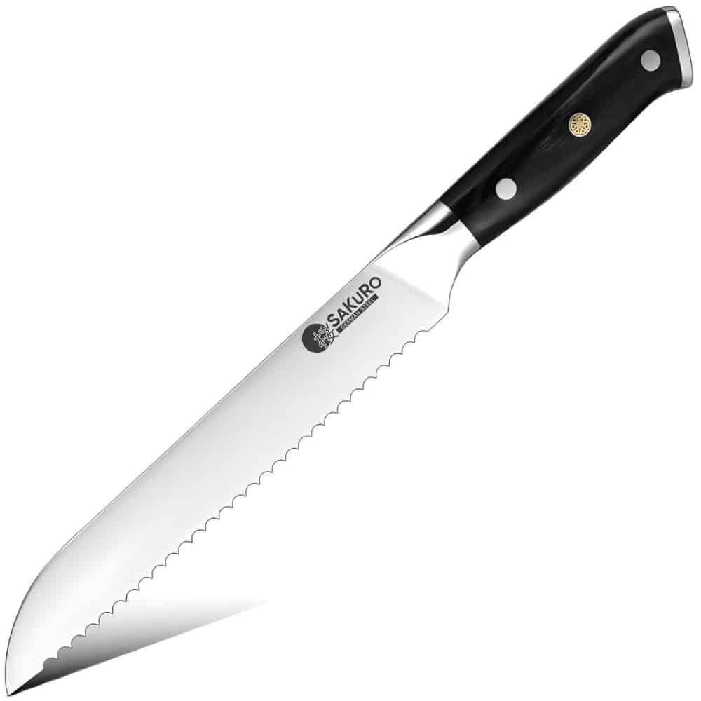Kuchyňský nůž na pečivo Hanzo Black DE SaKuRo 20 cm