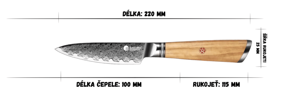 Sada 5 kuchyňských nožů z damaškové oceli, ocílkou a nůžkami SaKuRo Olive