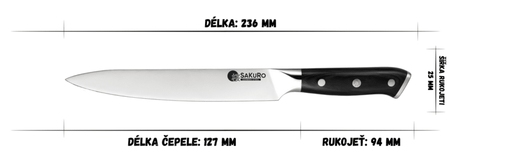Sada 5 kuchyňských nožů z německé oceli Hanzo Black DE SaKuRo s magnetickým stojanem