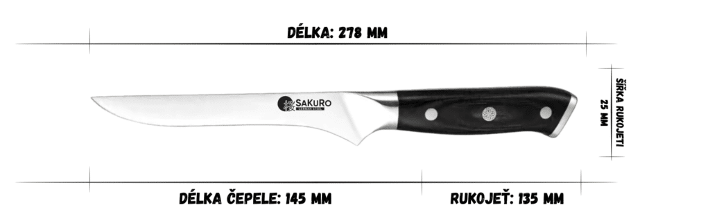 Sada 5 kuchyňských nožů z německé oceli Hanzo Black DE SaKuRo s magnetickým stojanem