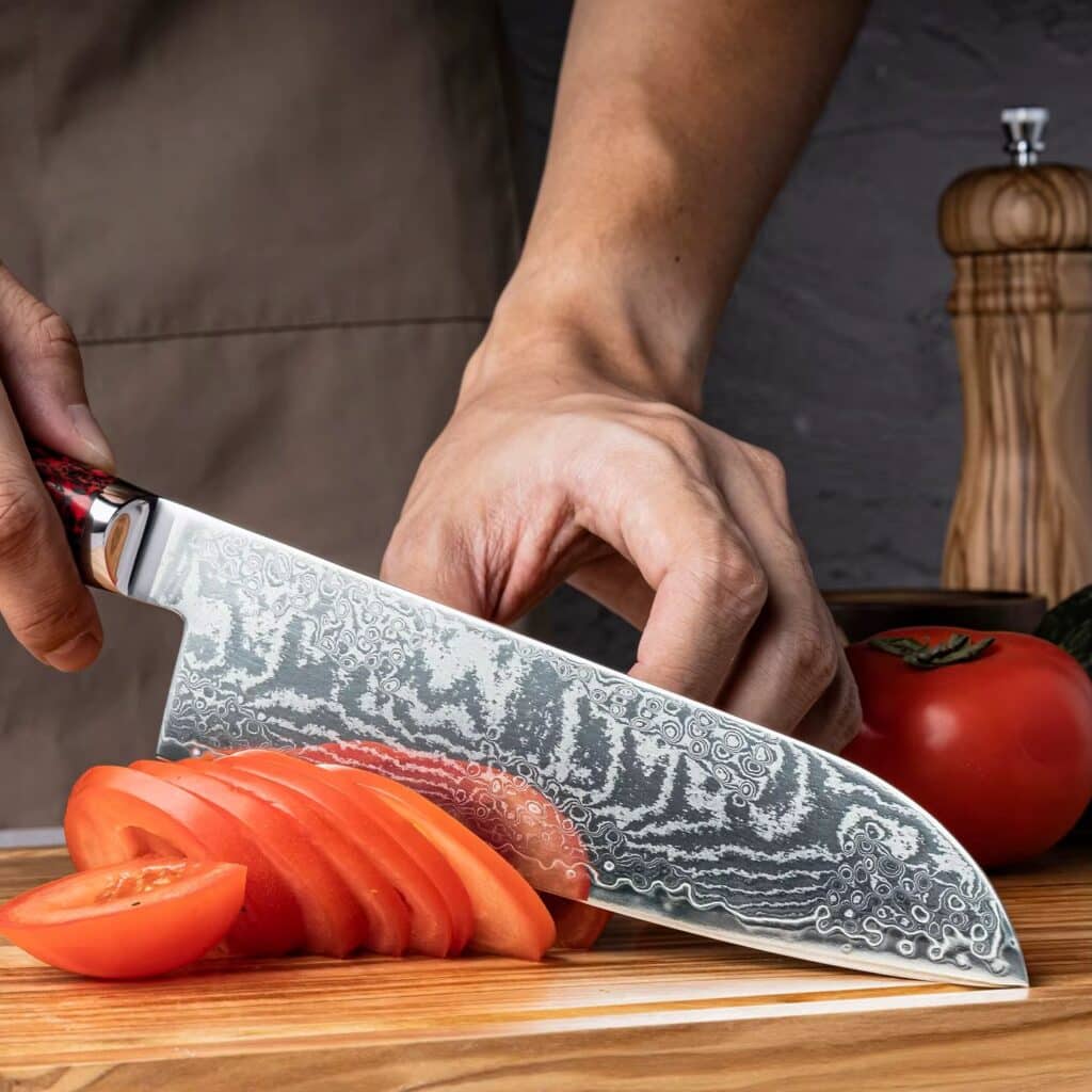 Japonský nůž santoku z damaškové oceli S35VN Inferno SaKuRo 18 cm