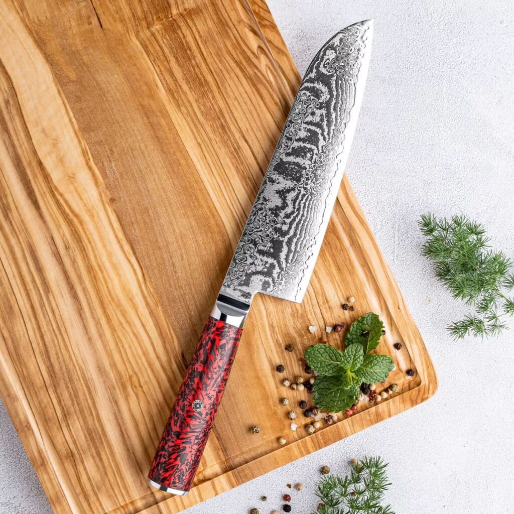 Japonský nůž santoku z damaškové oceli S35VN Inferno SaKuRo 18 cm