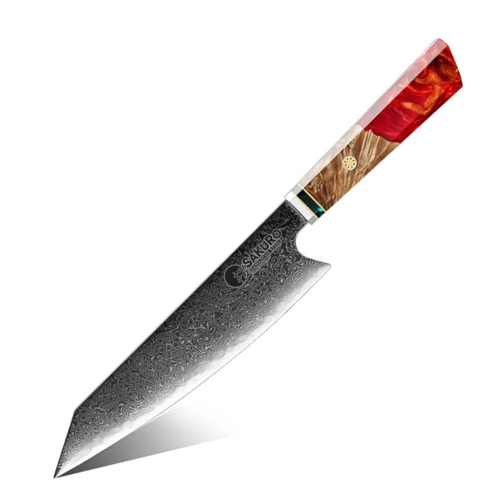 Japonský nůž Kiritsuke z damaškové oceli SaKuRo Red 20,3 cm
