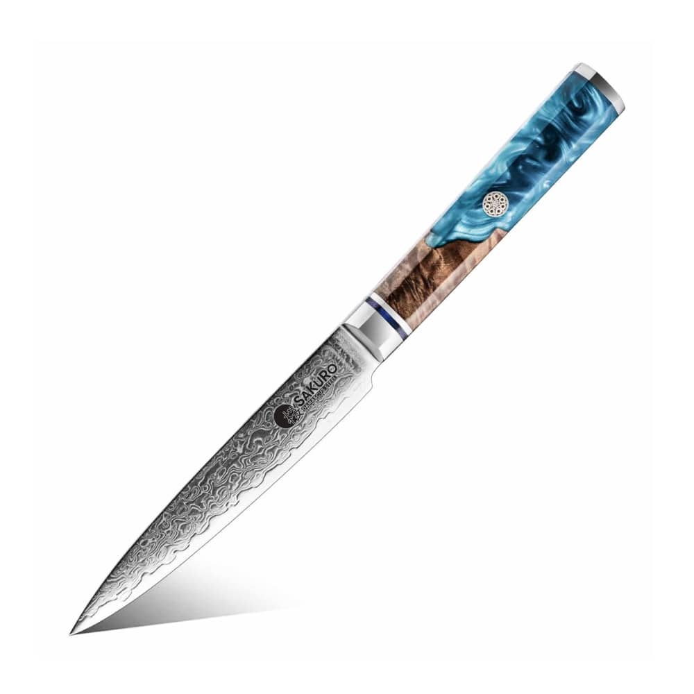 Víceúčelový nůž z damaškové oceli SaKuRo Blue 10,9 cm