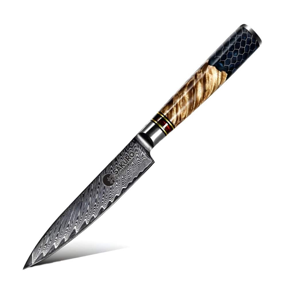 Víceúčelový nůž z damaškové oceli SaKuRo Honey 12,7 cm