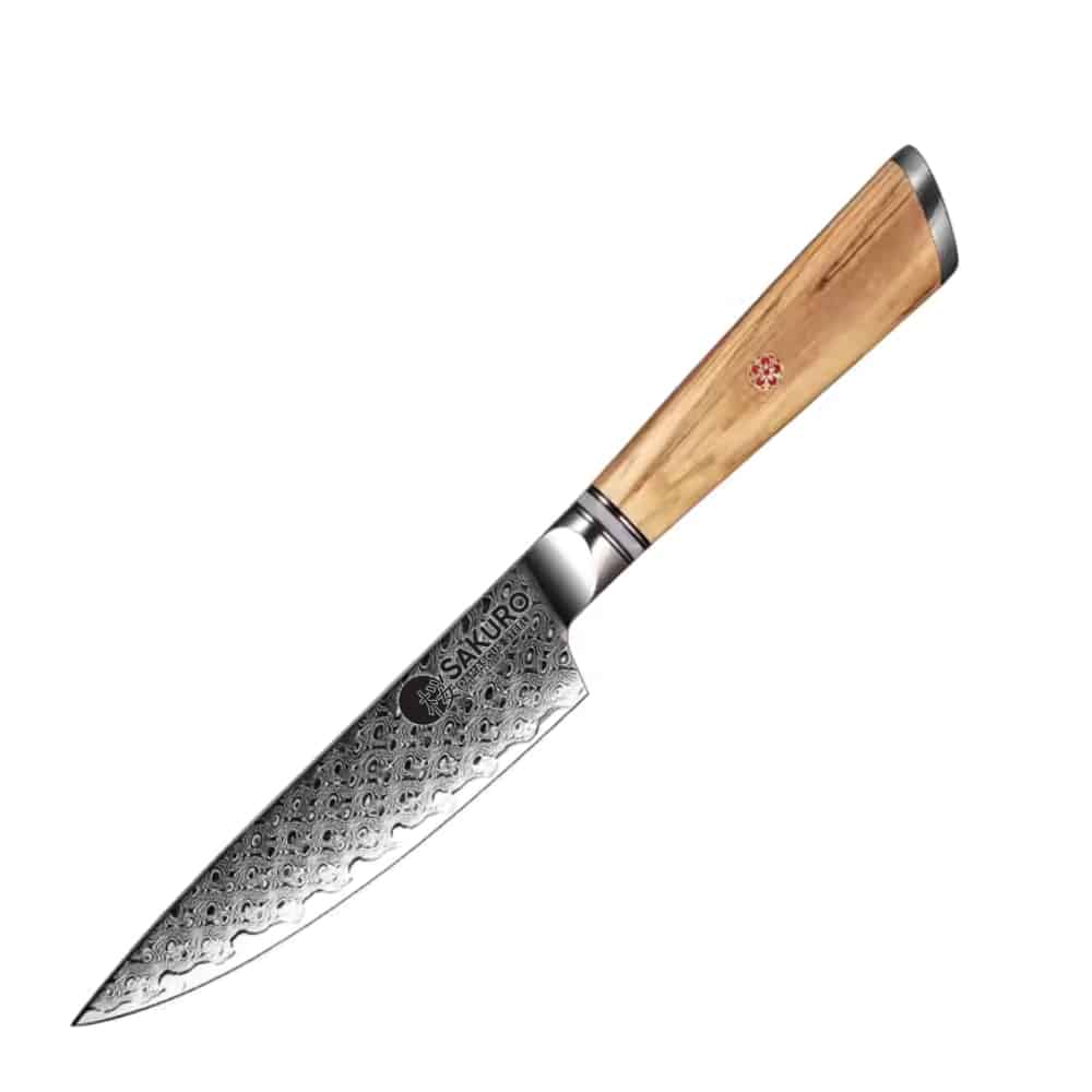 Víceučelový nůž z damaškové oceli SaKuRo Olive 12,7 cm