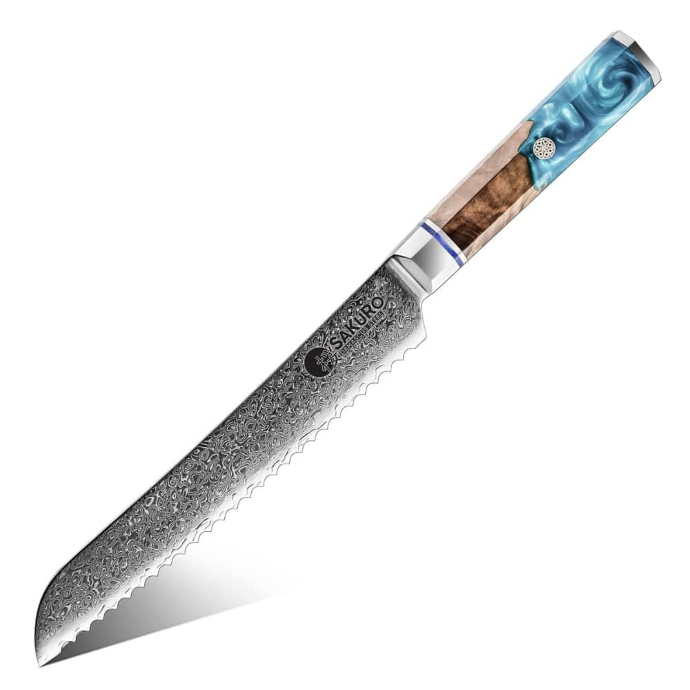 Nůž na pečivo z damaškové oceli SaKuRo Blue 20,3 cm
