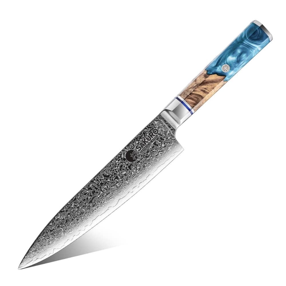 Šefkuchařský nůž z damaškové oceli SaKuRo Blue 19,8 cm