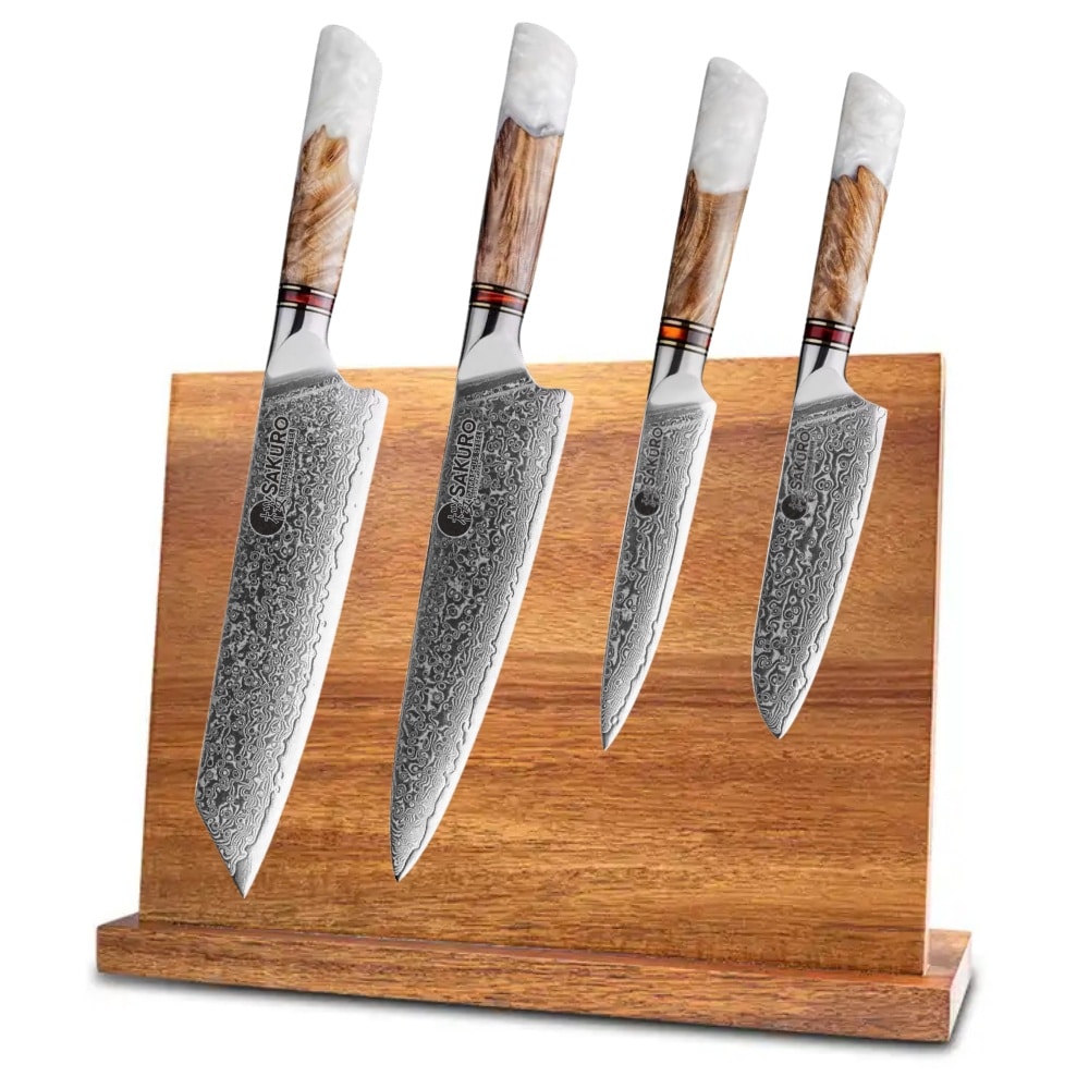 Kuchyňský set 4 nožů SaKuRo White Resin z damaškové oceli
